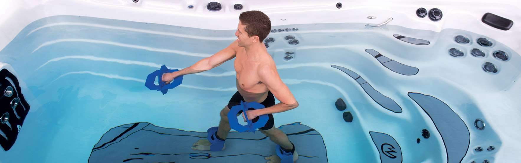 exercice dans un spa de nage par master spas